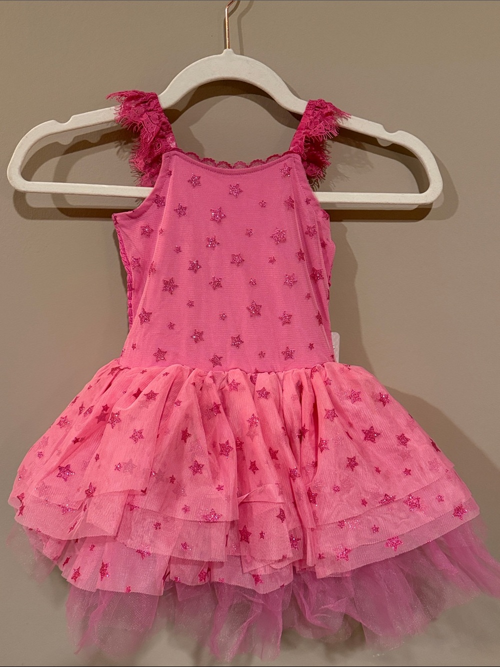 Girls Pink Star Tulle Dance Costume Dress